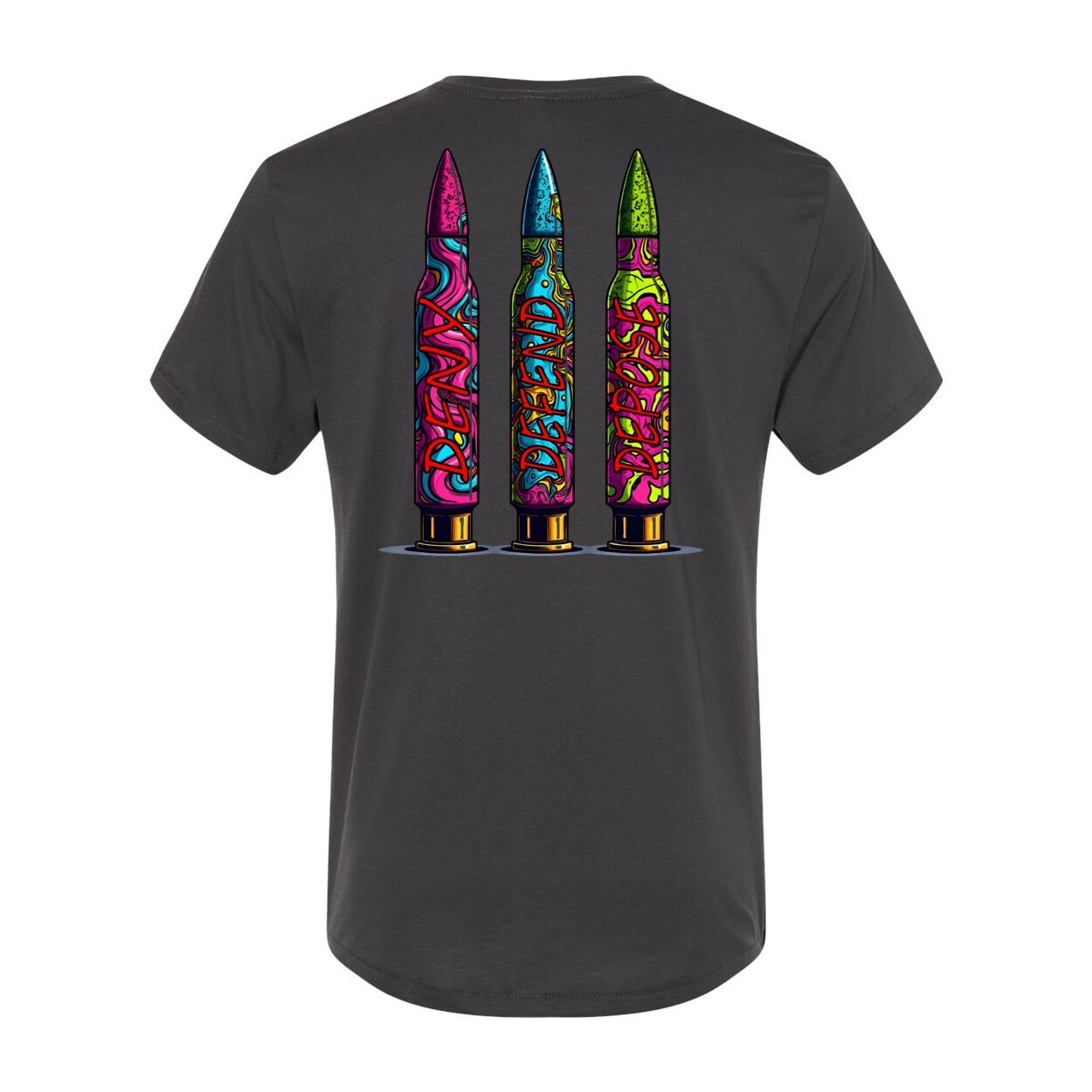Jester Goods Logo and DE-NY-FEND-POSE Graphic Organic Crewneck Tee