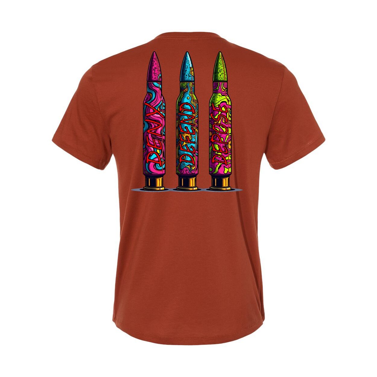 Jester Goods Logo and DE-NY-FEND-POSE Graphic Organic Crewneck Tee