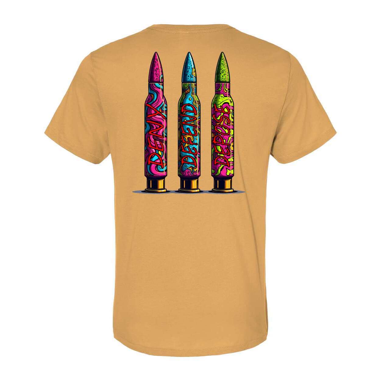 Jester Goods Logo and DE-NY-FEND-POSE Graphic Organic Crewneck Tee