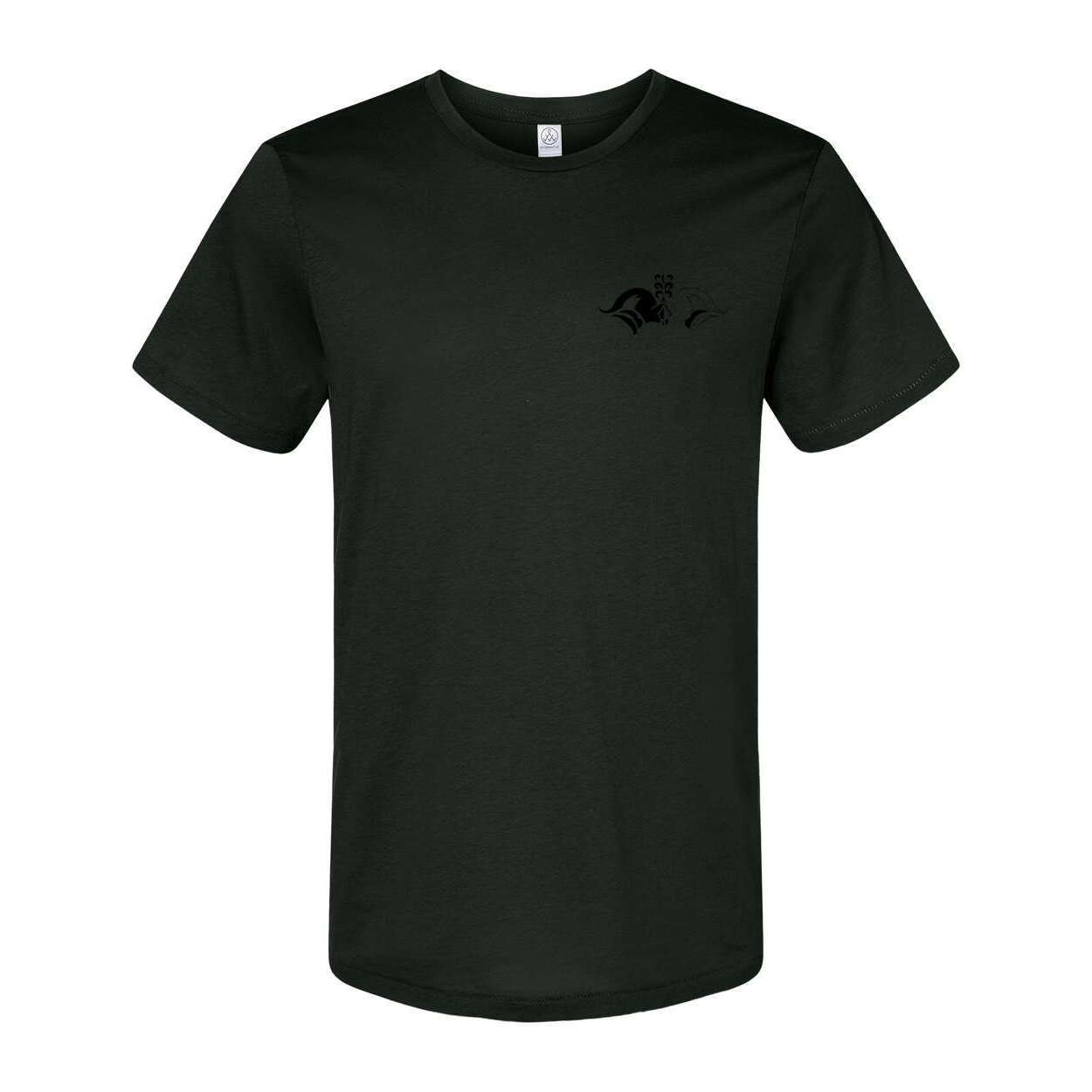 Jester Goods Logo and DE-NY-FEND-POSE Graphic Organic Crewneck Tee